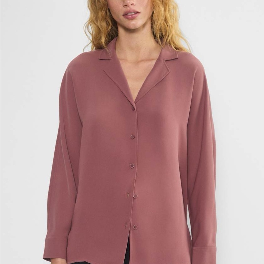 Babaton Dusty Rose Button-Down blouse size s silk and viscose